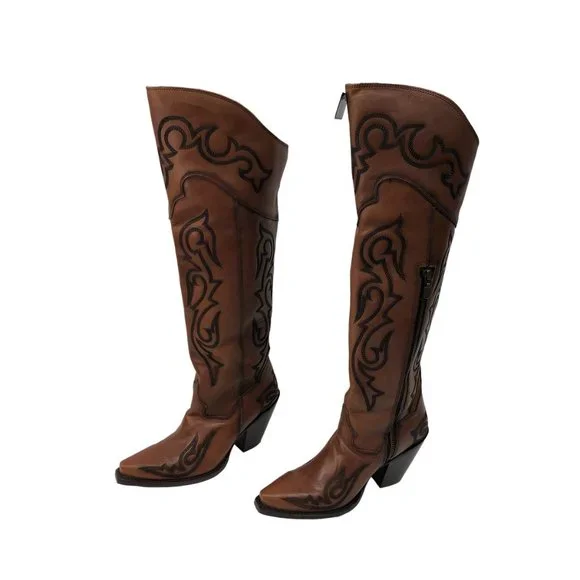 Dan Post Women's Seductress Western Boots - Snip Toe  22" Tall - Picture 6 of 12